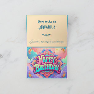 Born to be an Aquarius for birthday Card