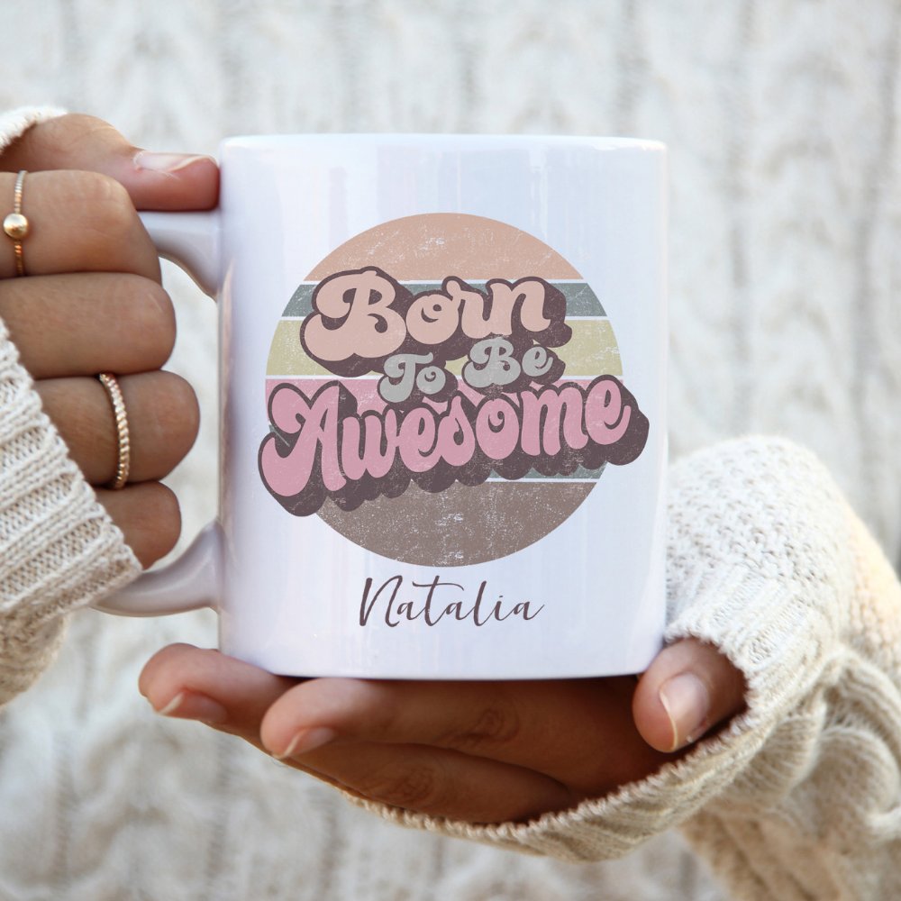 Discover Born To Be Awesome Retro Vintage Birthday Customizable Coffee Mug