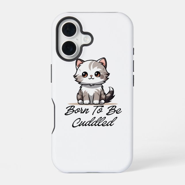 "Born To Be Cuddled Cute Kitten Phone Case" iPhone Case (Back)