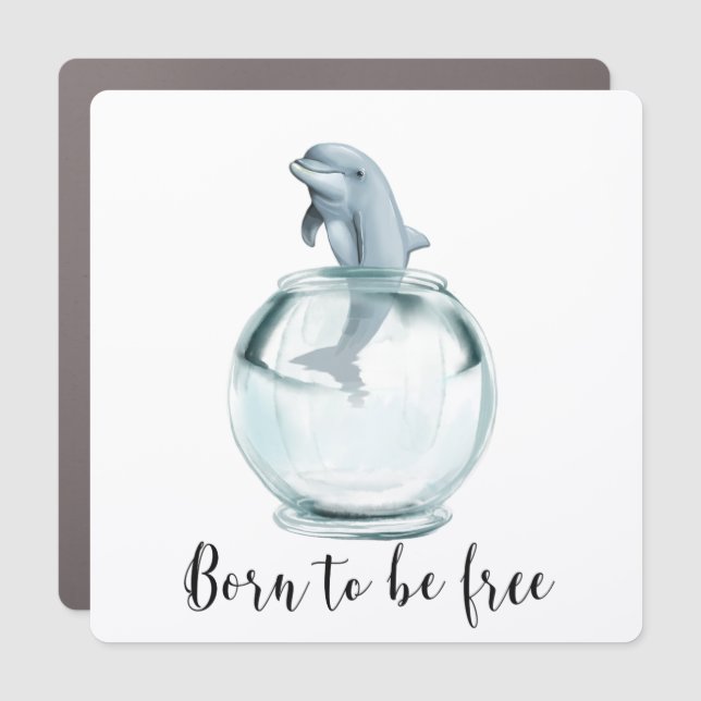 Born to be Free Dolphin Lover Car Magnet (Front)