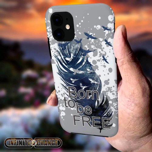 BORN TO BE FREE  Grunge Denim Textured Eagles  iPhone 11 Case