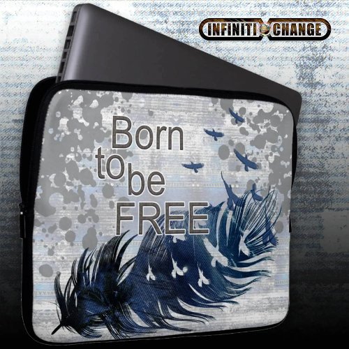 BORN TO BE FREE  Grunge Denim Textured Eagles  Laptop Sleeve