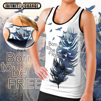 BORN TO BE FREE | Grunge Denim Textured Eagles | Tank Top