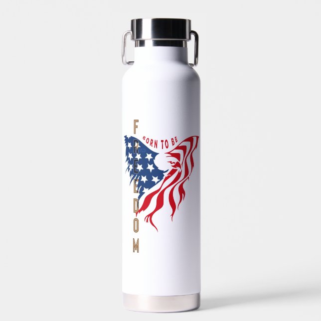 Born to Be Free Patriotic Eagle | Water Bottle (Front)