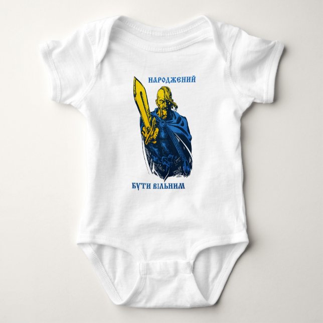 Born to be free Ukrainian Cossack Baby Bodysuit (Front)