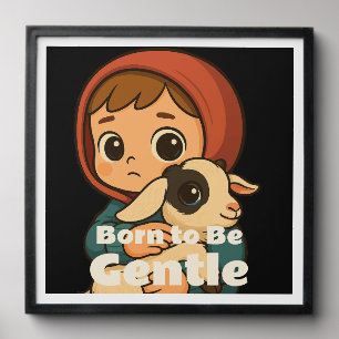 Born to Be Gentle – Sweet Lamb & Child Peel And Stick Photo Tile