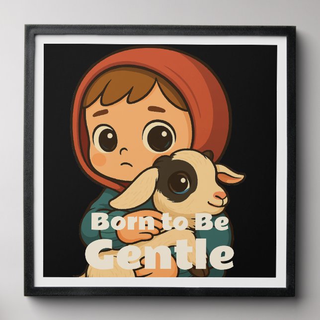 Born to Be Gentle – Sweet Lamb & Child Peel And Stick Photo Tile (Front Set)
