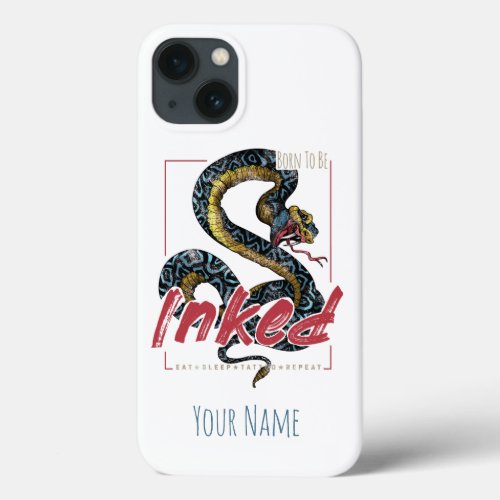 Born To Be Inked Tattoo Design Vintage Snake iPhone 13 Case