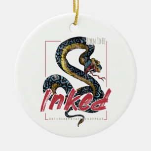 Born To Be Inked Tattoo Design Vintage Snake Ceramic Ornament