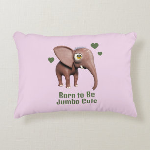 Born to Be Jumbo Cute Baby Elephant Custom Accent Pillow