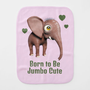 Born to Be Jumbo Cute Baby Elephant Custom Burp Cloth