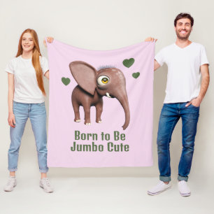 Born to Be Jumbo Cute Baby Elephant Custom Fleece Blanket