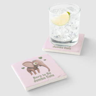 Born to Be Jumbo Cute Baby Elephant Custom Stone Coaster