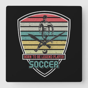 Born to be legend player soccer square wall clock