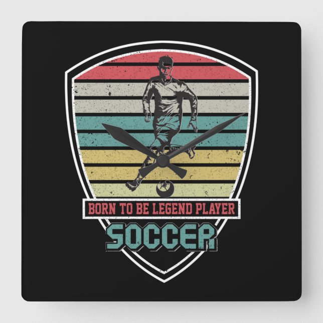 Born to be legend player soccer square wall clock (Front)