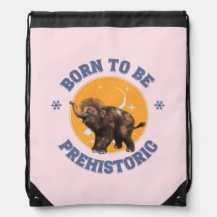 Born to Be Prehistoric Woolly Mammoth Baby Drawstring Bag