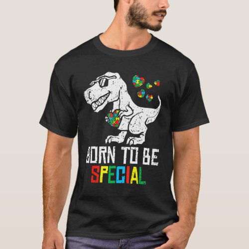 Born To Be Special Autism Awareness Kids Dinosaurs T-Shirt
