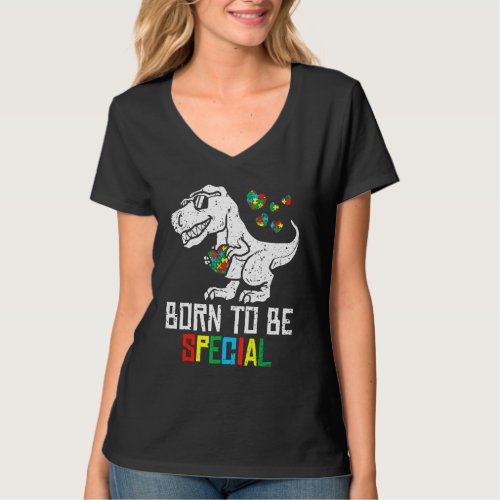Born To Be Special Autism Awareness Kids Dinosaurs T-Shirt