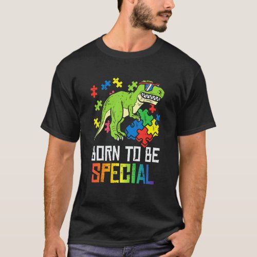 Born To Be Special Trex Puzzle Dino Boys Autism Aw T-Shirt
