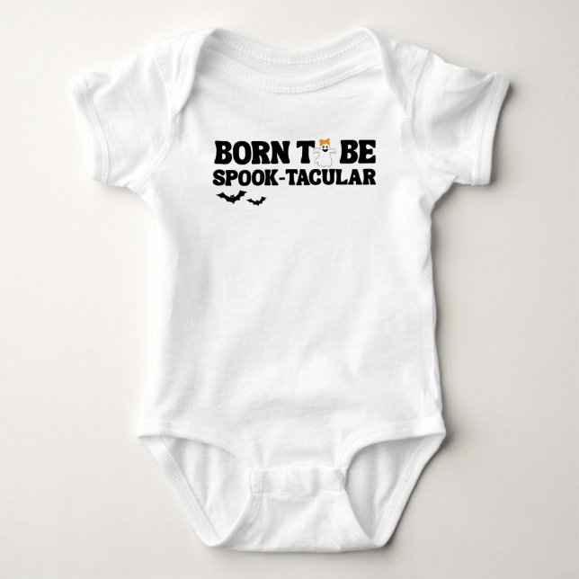 Born To Be Spooktacular Halloween Baby Shower Baby Bodysuit (Front)
