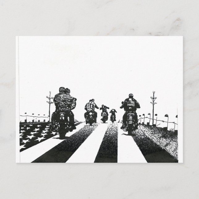 BORN TO BE WILD B&W POSTCARD (Front)