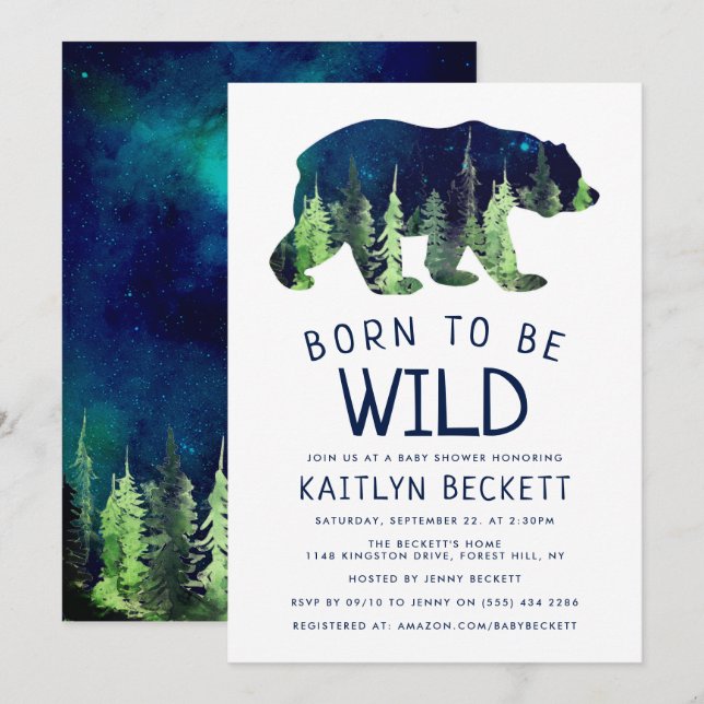 Born To Be Wild Baby Shower Invitation (Front/Back)