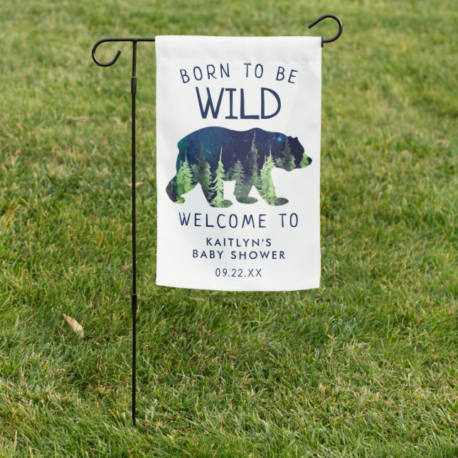 Born To Be Wild Baby Shower Welcome Garden Flag (In SItu)