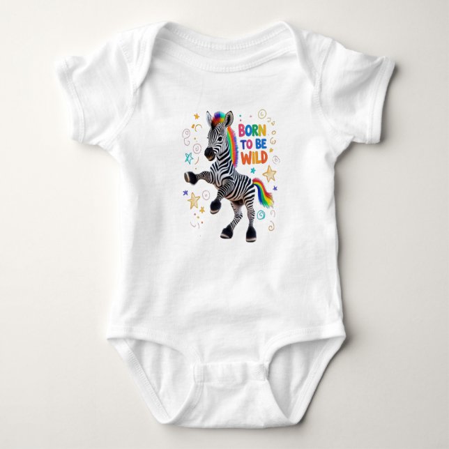 Born to Be Wild Baby Zebra Outfit Bodysuit (Front)