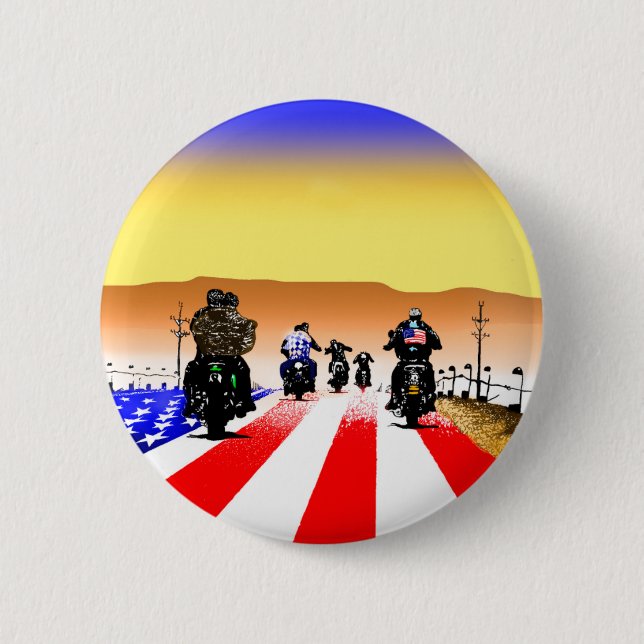 BORN TO BE WILD COLOUR PINBACK BUTTON (Front)