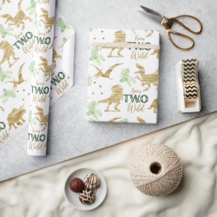 Born to be wild Elegant golden Dinosaur Wrapping Paper