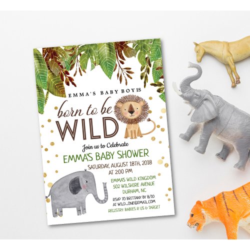 Born to Be Wild Jungle Baby Shower Invitation