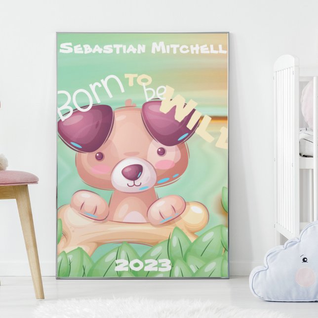 Born to be Wild Kids Room Poster with Name & Year (Creator Uploaded)