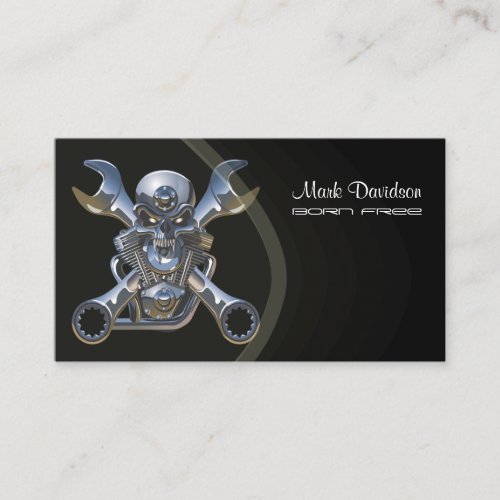 Born to be wild, Motorcycle wrench + skull Business Cards
