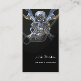 Born to be wild, Motorcycle wrench + skull Business Card