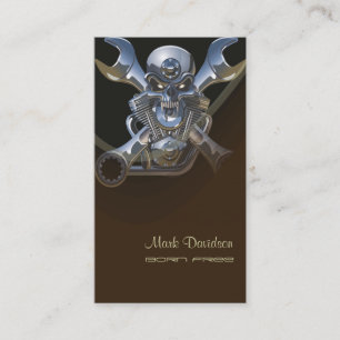 Born to be wild, Motorcycle wrench + skull Business Card