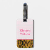Born to be Wild | Pink & Tigerprint Personalized Luggage Tag (Back Vertical)
