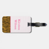 Born to be Wild | Pink & Tigerprint Personalized Luggage Tag (Back Horizontal)