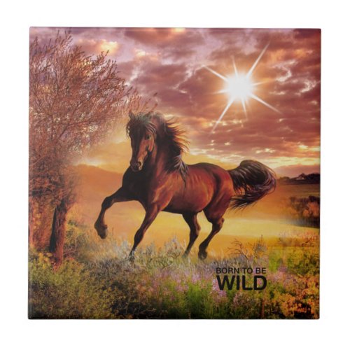 Born To Be Wild Running Horse Ceramic Tile