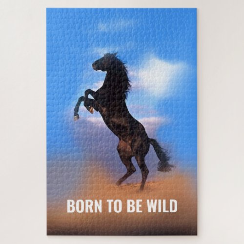 Born To Be Wild Running Horse Inspirational Quote Jigsaw Puzzle