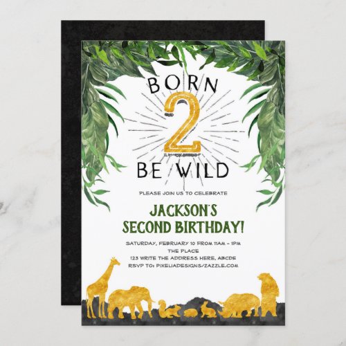 Born to be wild Safari Jungle animal 2nd Invitation