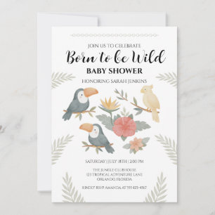 Born to be Wild Toucan Baby Shower Invitation
