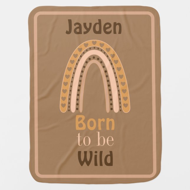 Born to be Wild with Name Baby Blanket (Front)