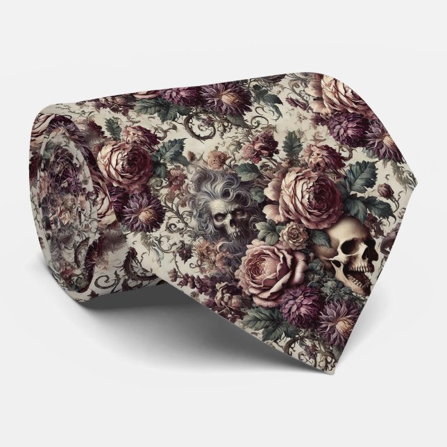 Born to Bloom – Gothic Victorian  Neck Tie (Rolled)