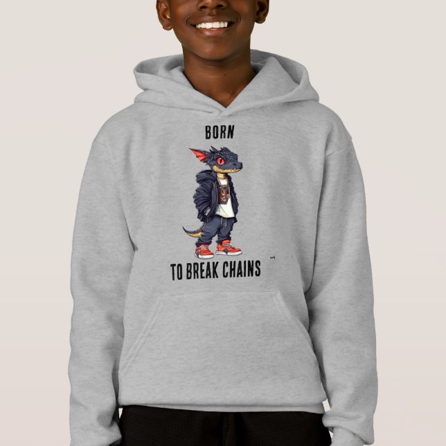 Born to Break Chains Dragon Design for Teens Hoodie (Front)