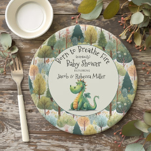 Born to Breathe Fire Baby Shower Paper Plates