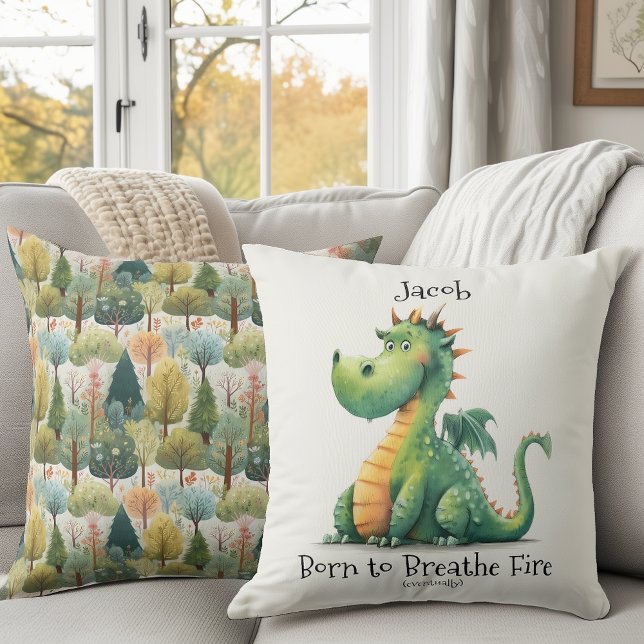 Born to Breathe Fire Throw Pillow (Creator Uploaded)