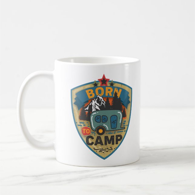 Born To Camp Retro Vintage Coffee Mug (Left)