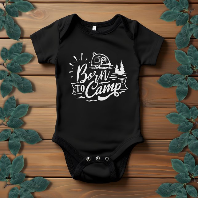 Born to Camp Typography Unisex | Light Gray Baby Bodysuit (Creator Uploaded)