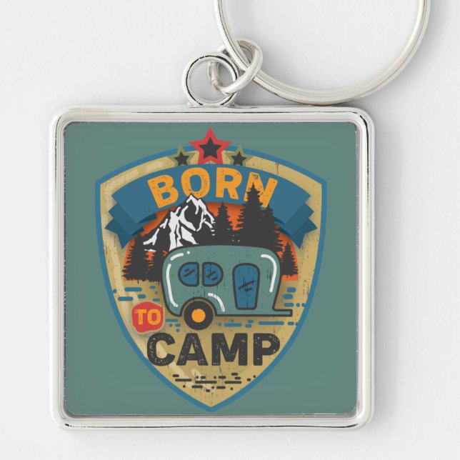 Born to Camp Word Art Large   Keychain (Front)
