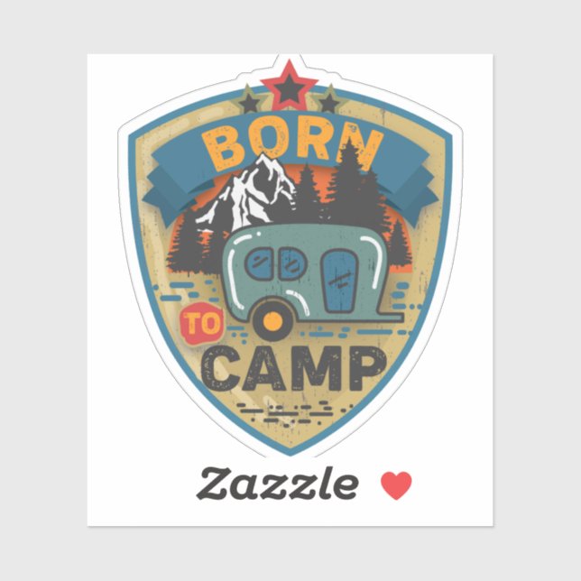 Born to Camp Word Art Vinyl Sticker (Sheet)